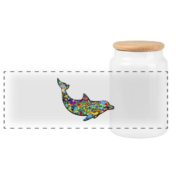 Dolphin - Delfin - Panorama Keksdose mit Holzdeckel - Weiß - Vorne