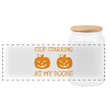 Effrayant Halloween Costume T-shirt d'arrêt Boobs Mettant en vedette - Boîte à biscuits avec couvercle en bois - blanc - Devant