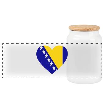 Love Love gift Bosnia Bosnia - Panoramic Cookie Jar with Wooden Lid - white - Front