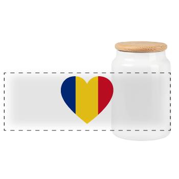Love Liebe geschenk RUMAeNIEN Romania Roma nia - Panorama Keksdose mit Holzdeckel - Weiß - Vorne