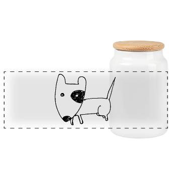 chien mignon - Boîte à biscuits avec couvercle en bois - blanc - Devant