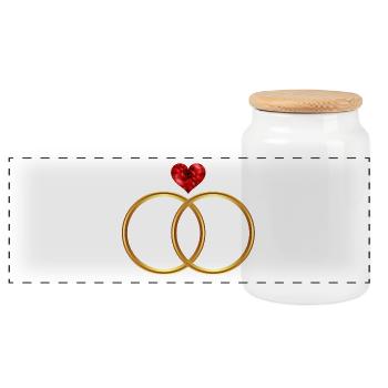 wedding anniversary, bridal shower, l - Panoramic Cookie Jar with Wooden Lid - white - Front