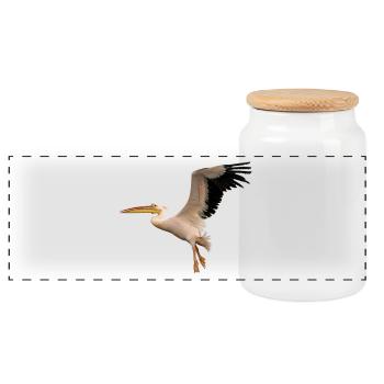 pelican pelikanbird vogel1 - Panorama Keksdose mit Holzdeckel - Weiß - Vorne