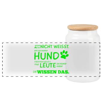 Hunde Tshirt Hundebesitzer Hundespruch Geschenk - Panorama Keksdose mit Holzdeckel - Weiß - Vorne