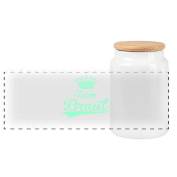 TEAM BRAUT hochzeit heiraten JGA trauung lieben - Panorama Keksdose mit Holzdeckel - Weiß - Vorne