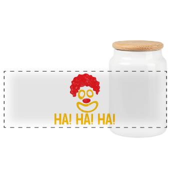 Clown: Ha! Ha! Ha! - Gift - Panoramic Cookie Jar with Wooden Lid - white - Front