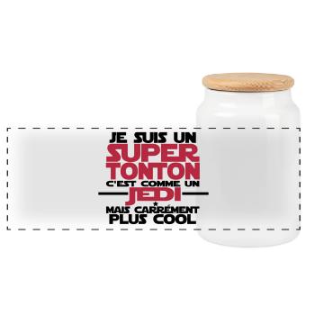 je suis un super tonton comme un jedi - Boîte à biscuits avec couvercle en bois - blanc - Devant
