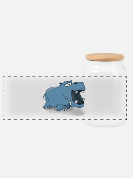 hippo - Panorama Keksdose mit Holzdeckel - Weiß