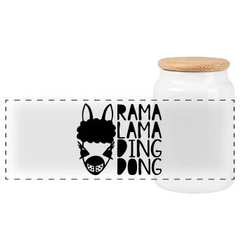 rama dong ding Dalai - Boîte à biscuits avec couvercle en bois - blanc - Devant