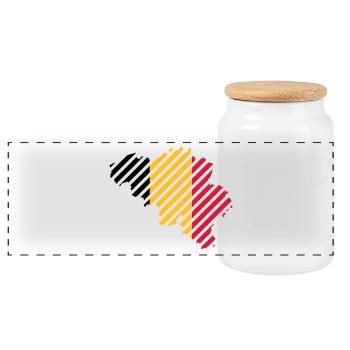 Striped Belgium country - Panoramic Cookie Jar with Wooden Lid - white - Front