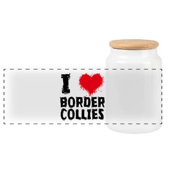 I LOVE BORDER COLLIE DOGS - Panorama Keksdose mit Holzdeckel - Weiß - Vorne