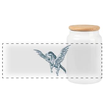 Flying Pegasus - Panoramic Cookie Jar with Wooden Lid - white - Front