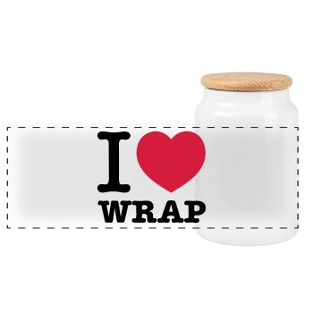I love wrap - Panoramic Cookie Jar with Wooden Lid - white - Front