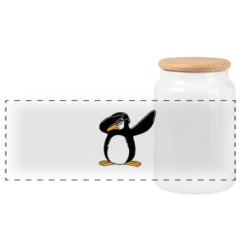 Dabbing Pinguin Funny Dance Geschenk - Panorama Keksdose mit Holzdeckel - Weiß - Vorne