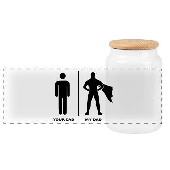 Your Dad My Dad Superhero - Panorama Keksdose mit Holzdeckel - Weiß - Vorne