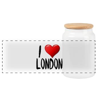 I Love London - Panoramic Cookie Jar with Wooden Lid - white - Front