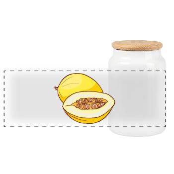 Melon de miel - Boîte à biscuits avec couvercle en bois - blanc - Devant