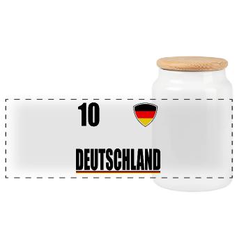 Deutschland Trikot Germany Fussball Fan T-Shirt - Panorama Keksdose mit Holzdeckel - Weiß - Vorne