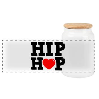 I heart Hip Hop - Boîte à biscuits avec couvercle en bois - blanc - Devant