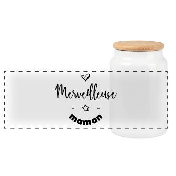 Merveilleuse maman - Boîte à biscuits avec couvercle en bois - blanc - Devant