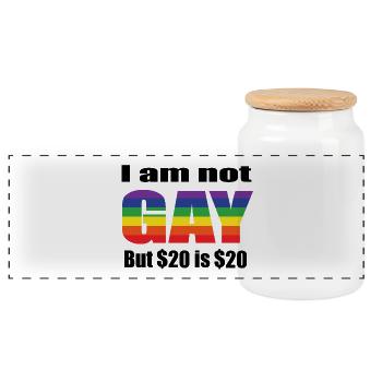 Je ne suis pas gay mais 20 $ c'est 20 $ - Boîte à biscuits avec couvercle en bois - blanc - Devant