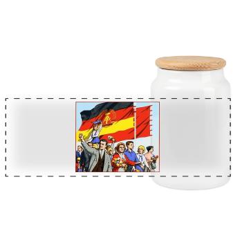 Défilé DDR - Boîte à biscuits avec couvercle en bois - blanc - Devant