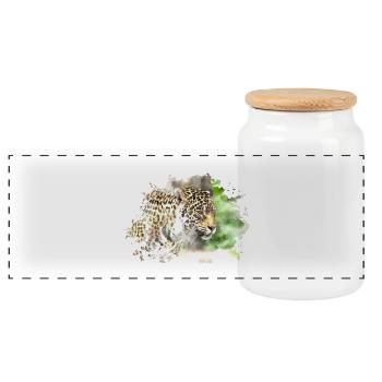 Léopard - Boîte à biscuits avec couvercle en bois - blanc - Devant