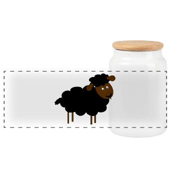 black sheep - Panoramic Cookie Jar with Wooden Lid - white - Front