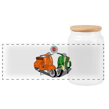 Stile di vita - Panoramic Cookie Jar with Wooden Lid - white - Front
