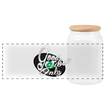 Good Vibes Only - Panoramic Cookie Jar with Wooden Lid - white - Front