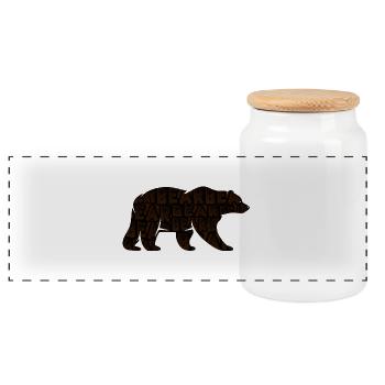 Strong brown bear - Panoramic Cookie Jar with Wooden Lid - white - Front