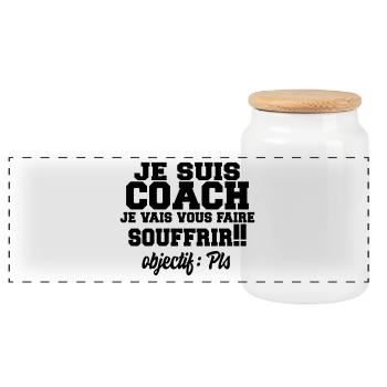coach,coaching,sport,humour,citations,formes - Boîte à biscuits avec couvercle en bois - blanc - Devant