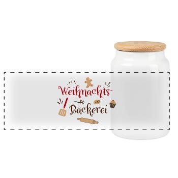 Boulangerie de Noël - Boîte à biscuits avec couvercle en bois - blanc - Devant