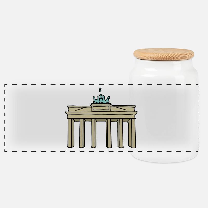 Berlin Brandenburger Tor - Panorama Keksdose mit Holzdeckel - Weiß