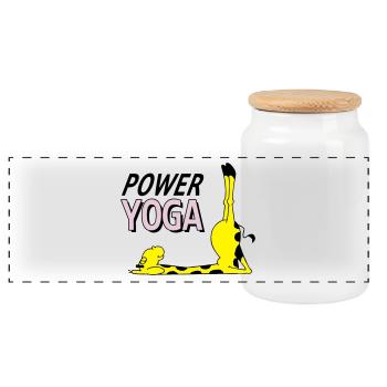Power Yoga Giraffe - Kerze (Vektor) - Panorama Keksdose mit Holzdeckel - Weiß - Vorne