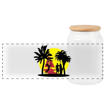 Beach Design, Strandmotiv, Sommer, Strand - Panorama Keksdose mit Holzdeckel - Weiß - Vorne