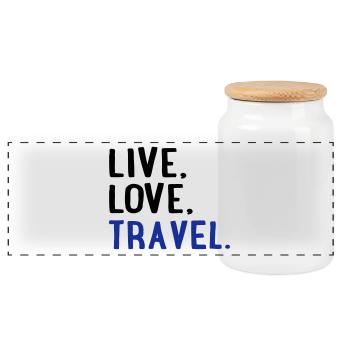 Voyage - Boîte à biscuits avec couvercle en bois - blanc - Devant
