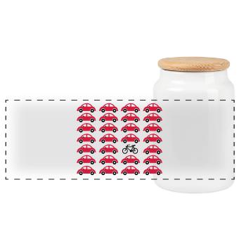 Vélo au lieu de voiture - Boîte à biscuits avec couvercle en bois - blanc - Devant