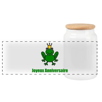 GRENOUILLE. ANIMAL. HUMOUR. HAPPY BIRTHDAY. JOYEUX - Boîte à biscuits avec couvercle en bois - blanc - Devant