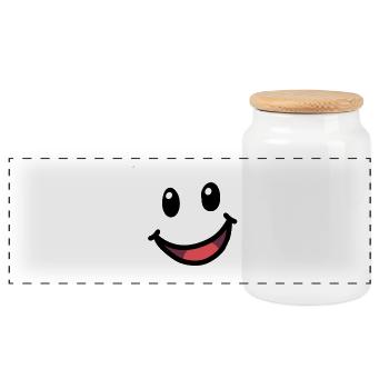 Face Smile Happy Happy Cheerful Feeling - Panoramic Cookie Jar with Wooden Lid - white - Front
