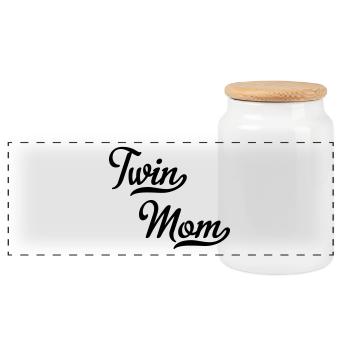 Twin Mom - Panoramic Cookie Jar with Wooden Lid - white - Front