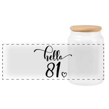 Hallo 81. - Süßes Geschenk zum 81. Geburtstag für Frauen - Panorama Keksdose mit Holzdeckel - Weiß - Vorne