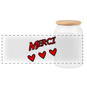 THANK YOU. THANKS. THANK YOU. ANNIVERSARY. BIRTH. - Panoramic Cookie Jar with Wooden Lid - white - Front