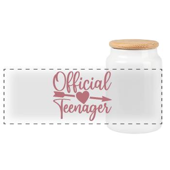Adolescent officiel, mignon 13e anniversaire 13 ans - Boîte à biscuits avec couvercle en bois - blanc - Devant