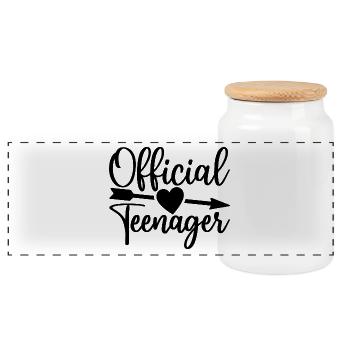 Official Teenager, Cute 13th Birthday 13 Years Old - Panoramic Cookie Jar with Wooden Lid - white - Front