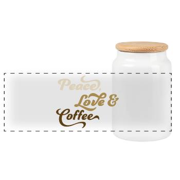 Coffee - Panoramic Cookie Jar with Wooden Lid - white - Front