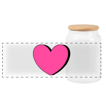 Valentines Pink Heart, Valentines Gift - Panoramic Cookie Jar with Wooden Lid - white - Front