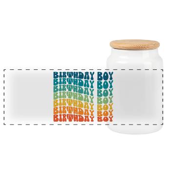 Birthday Boy Groovy Retro Vintage Birthday - Panorama Keksdose mit Holzdeckel - Weiß - Vorne