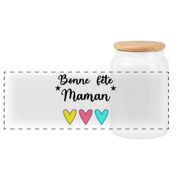 FÊTE DES MÈRES. BONNE FÊTE MAMAN. MAMAN. COEUR - Boîte à biscuits avec couvercle en bois - blanc - Devant