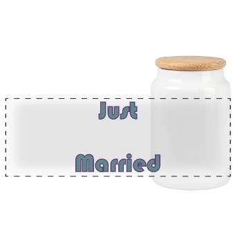 JUST MARRIED. bachelorette party. LOVE. SAINT VALENTINE. COUPLE. - Panoramic Cookie Jar with Wooden Lid - white - Front